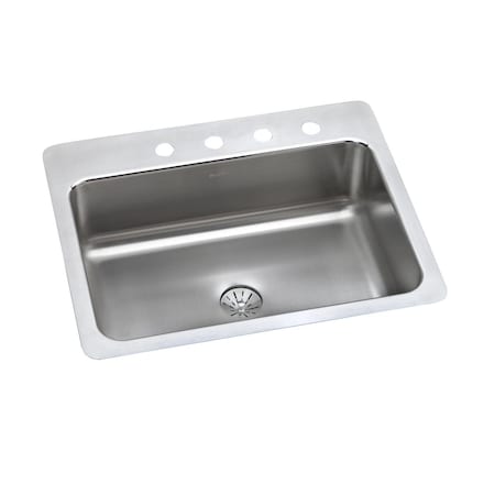 Elkay Lustertone Stainless Steel 27 X 22 X 8 Single Bowl Dual Mount Sink With Perfect Drain LSR2722PD4